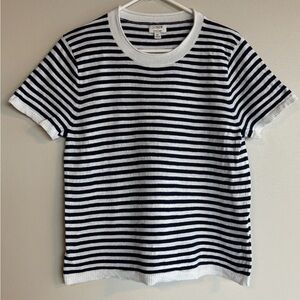 J.Crew Woman’s Re-imagined Navy Blue Striped Linen Blend Knit Sweater Tee XL